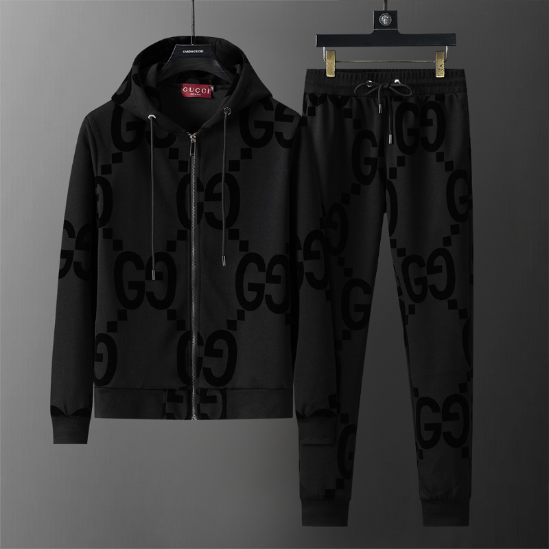 GUC200 New men's autumn and winter long sleeved suit top+pants clothing