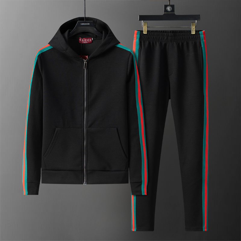 GUC201   New men's autumn and winter long sleeved suit top+pants clothing