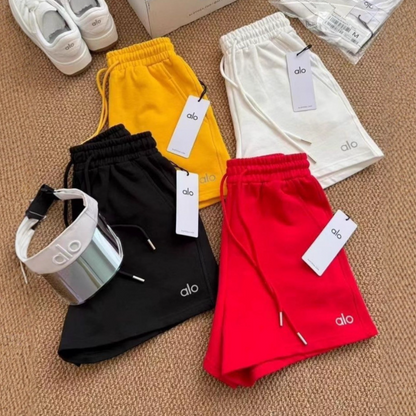 PALP5    Women's Summer Luxury Small Label Letter Elastic Waist Loose Wide Leg Sports Fitness Shorts