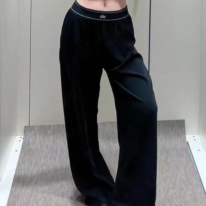 PALP11   Casual Sporty Sweet Style New Arrival Woven Belt Loose Slimming Wide-Leg Lightweight High-Waisted Magic Pants clothes