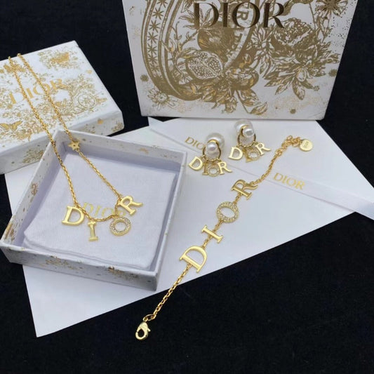 DIN38   Classic Fashion D-Letter Jewelry Necklace bracelet for women
