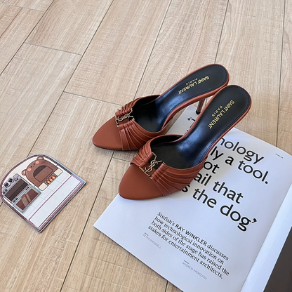 MYS3 Synthetic Leather 9CM Slippers Size 35-41 Shoes with Box