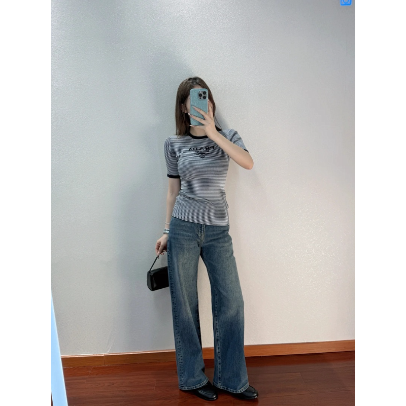 PRC80 New women's summer T-shirt knitted ice silk fabric clothes