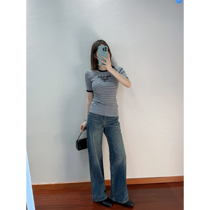 PRC80 New women's summer T-shirt knitted ice silk fabric clothes