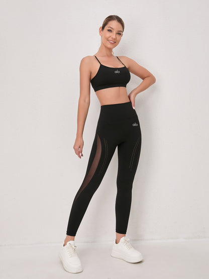 zalo3111   Women's Spring and Autumn Breathable Mesh Yoga Pants, High Waist Tight Waist, Sports yoga set Clothing