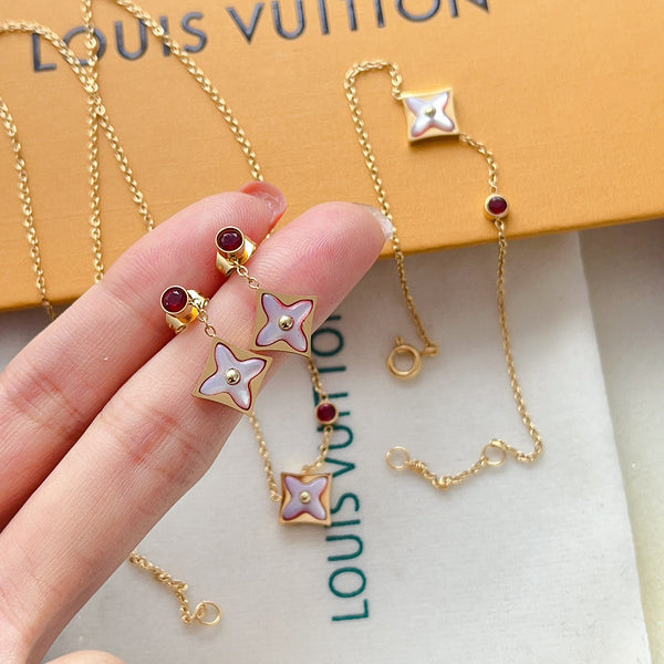 L192  Titanium steel bracelet necklace earrings set jewelry