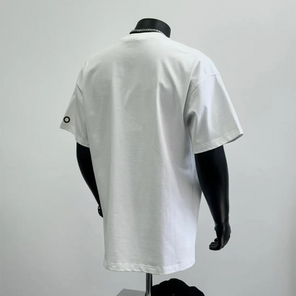 PALC22   Men's and women's casual versatile simple printed solid color breathable and comfortable short sleeved clothing