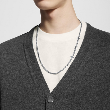 X713  Men's and women's titanium steel necklace and bracelet set jewelry