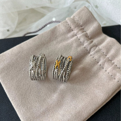 DY DR14 Simple Multi Layer Twisted Wire Ring, Copper Plated Jewelry