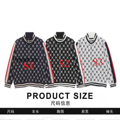 LVC032 New men's and women's high-quality knitted sweaters, jacquard sweaters, baseball jackets, retro American sports style clothing