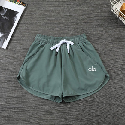 zalo019  Women's summer shorts season anti glare double-layer casual outerwear yoga fitness pants
