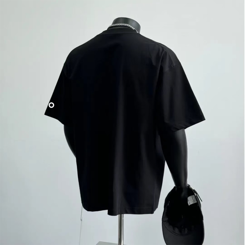 PALC22   Men's and women's casual versatile simple printed solid color breathable and comfortable short sleeved clothing