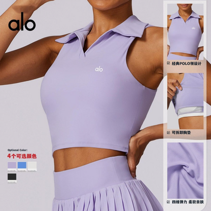 PALC20  Women's yoga suit set badminton tennis sports top pleated skirt nude T-shirt clothing