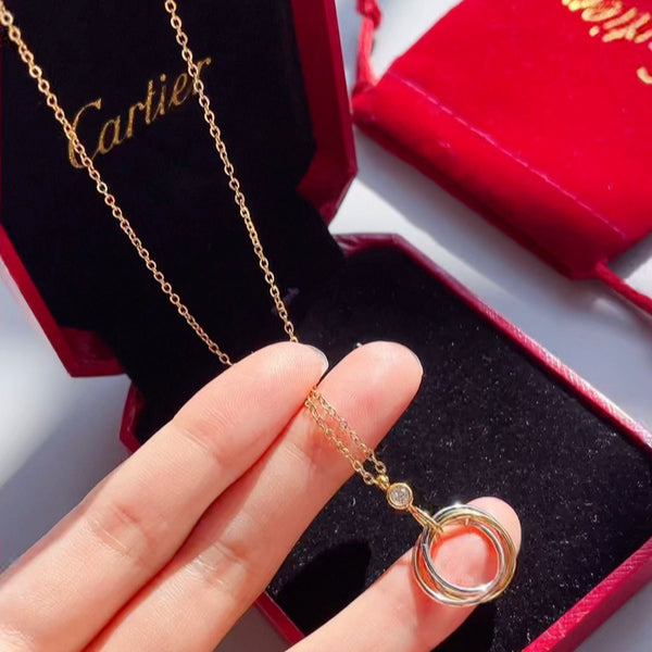 X637  Titanium steel three-ring necklace jewelry