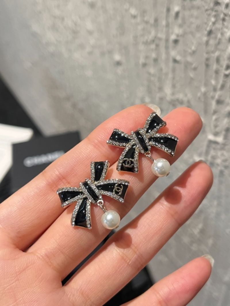 A1212  Women's Butterfly Knot Pearl Earrings Jewelry