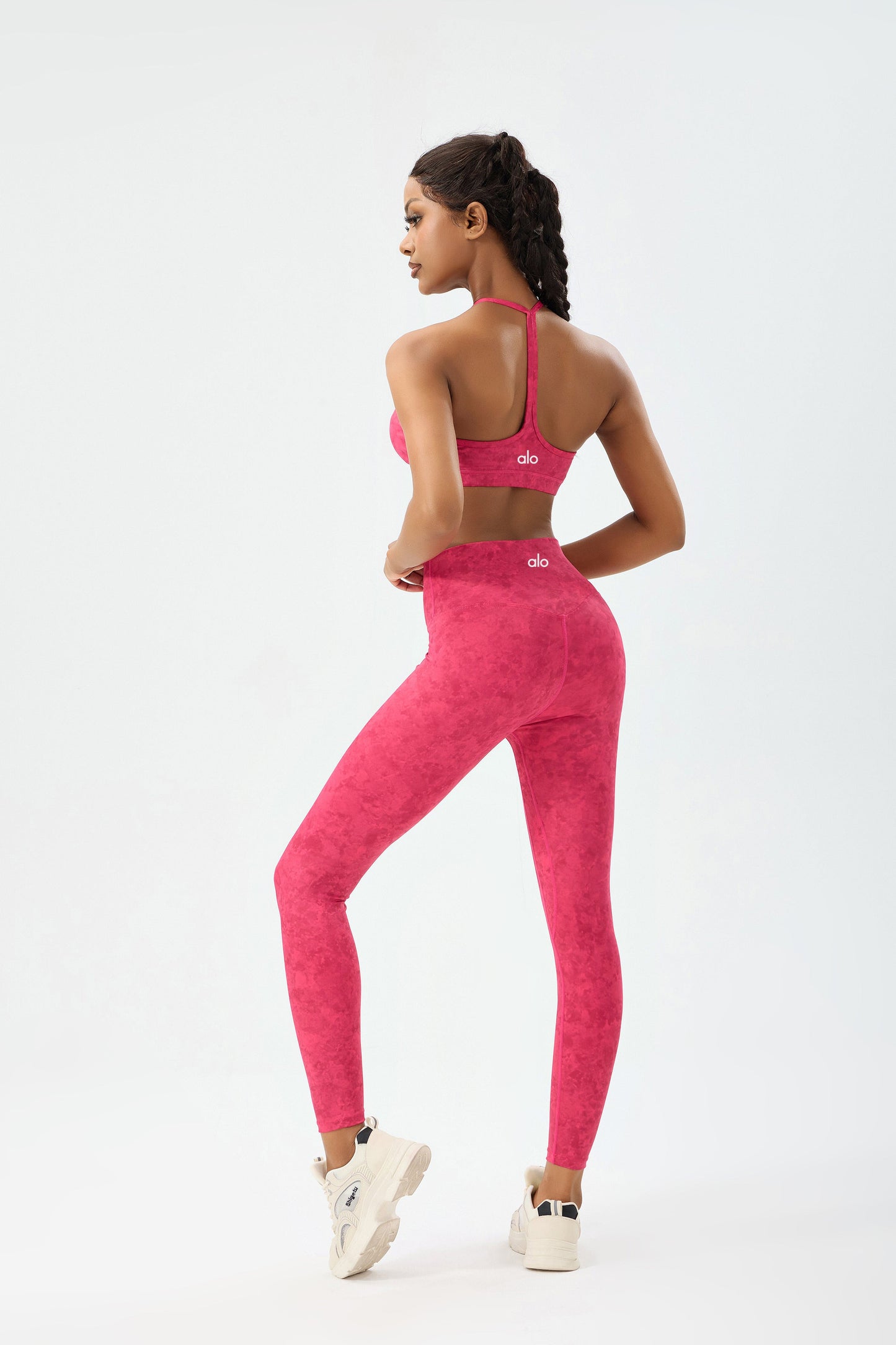 zalo5106   Women's Beautiful Back Top Bare Sensation Speed Drying Training Camouflage Pattern Yoga Clothing Set