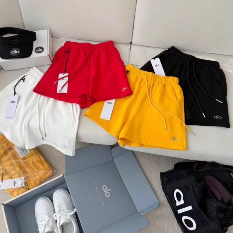 PALP5    Women's Summer Luxury Small Label Letter Elastic Waist Loose Wide Leg Sports Fitness Shorts