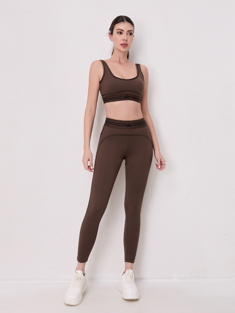 alo5110 High Waist Butt Lifting Yoga Set with Seamless Leggings and Sports Bra for Women Workout Gym Fitness