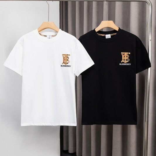 BUC035 New men's and women's summer T-shirts with double yarn, pure cotton fabric, embroidered short sleeved clothing