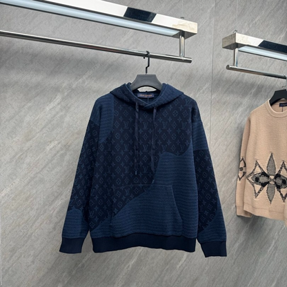 110354  New men's and women's jacquard holiday patchwork hooded jacket clothes