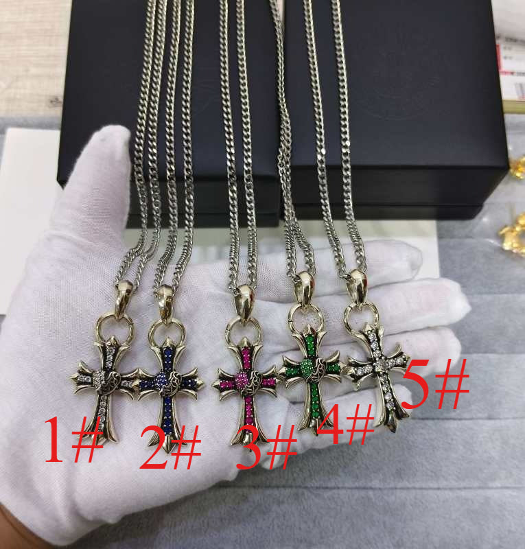 CHSN2   Men's and women's retro vine love cross side necklace jewelry