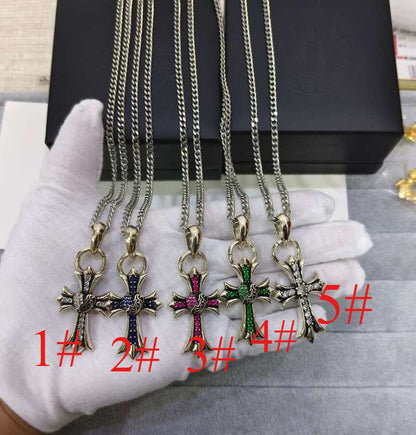 CHSN2   Men's and women's retro vine love cross side necklace jewelry