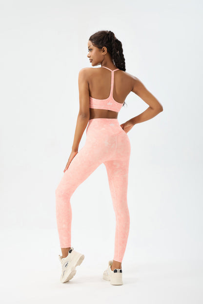 zalo5106   Women's Beautiful Back Top Bare Sensation Speed Drying Training Camouflage Pattern Yoga Clothing Set