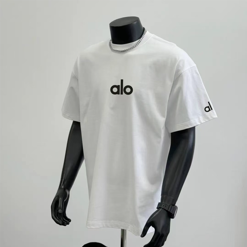 PALC22   Men's and women's casual versatile simple printed solid color breathable and comfortable short sleeved clothing