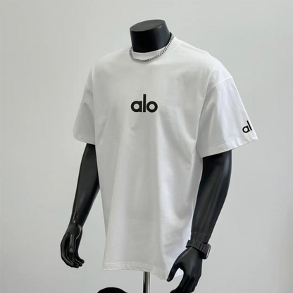 PALC22   Men's and women's casual versatile simple printed solid color breathable and comfortable short sleeved clothing