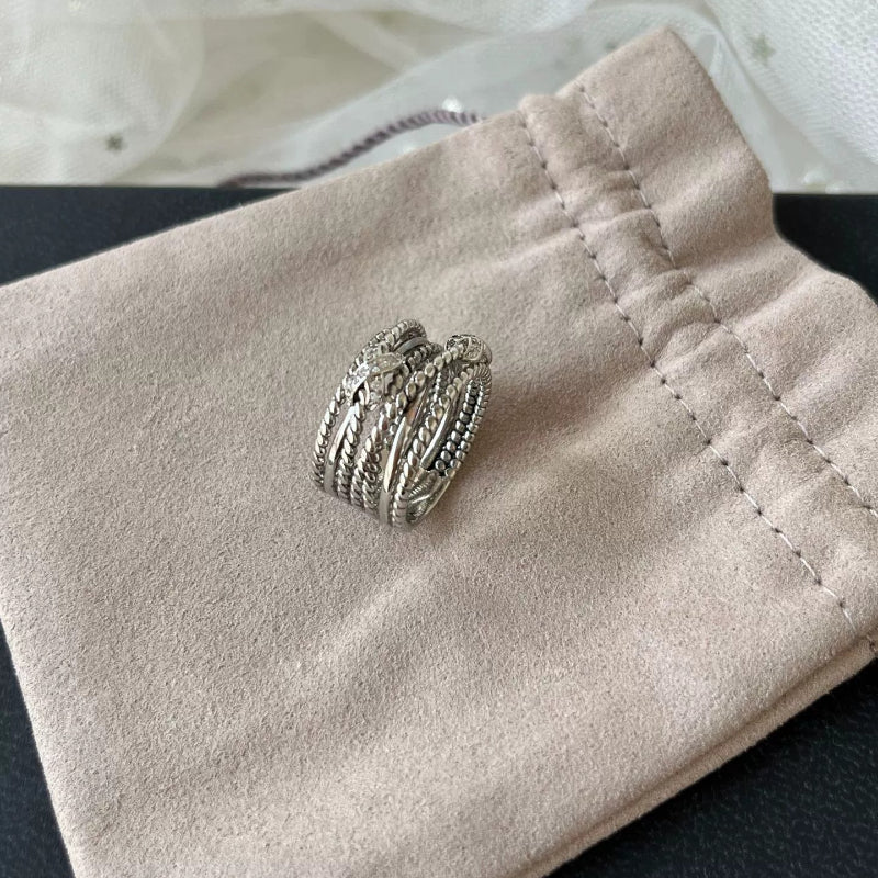 DY DR14 Simple Multi Layer Twisted Wire Ring, Copper Plated Jewelry