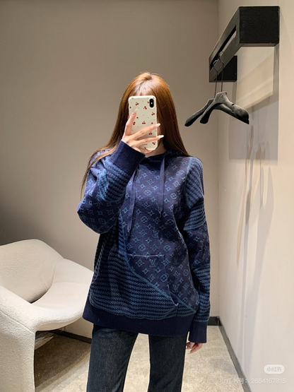 110354  New men's and women's jacquard holiday patchwork hooded jacket clothes