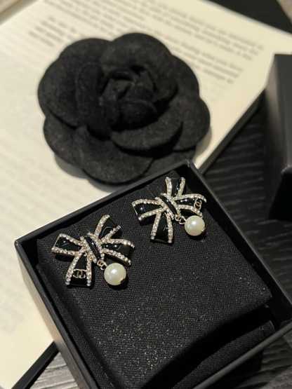 A1212  Women's Butterfly Knot Pearl Earrings Jewelry