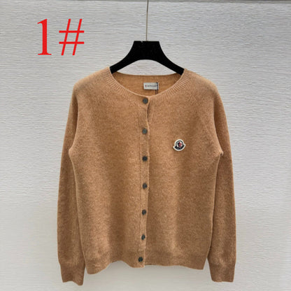 MOC52  Women's solid color round neck knitted long sleeved cardigan clother