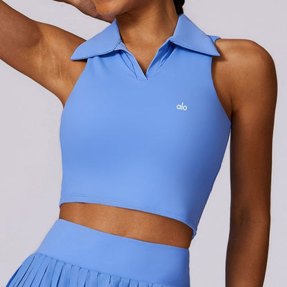 PALC20  Women's yoga suit set badminton tennis sports top pleated skirt nude T-shirt clothing