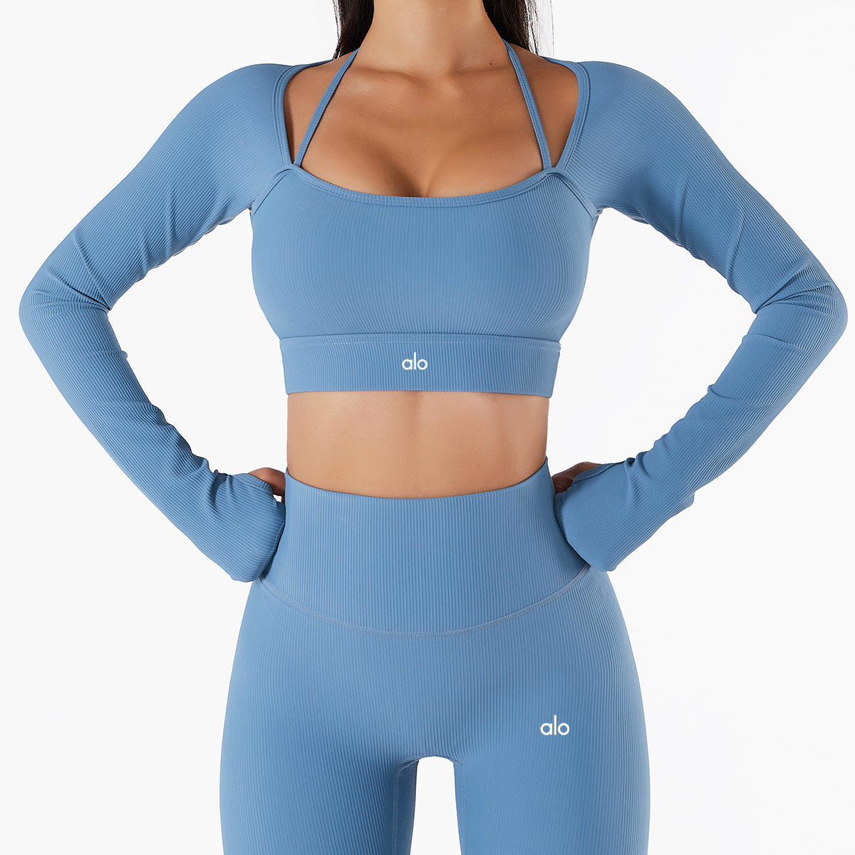 PALC28  Women's sports and fitness thread tight yoga suit set, top and shorts two-piece set