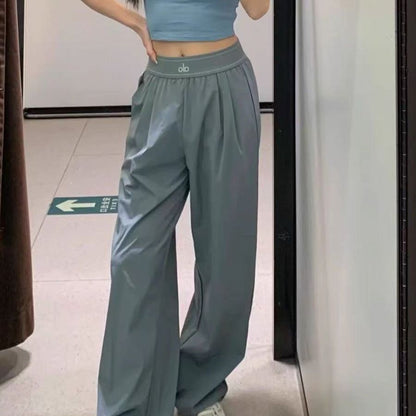 PALP11   Casual Sporty Sweet Style New Arrival Woven Belt Loose Slimming Wide-Leg Lightweight High-Waisted Magic Pants clothes