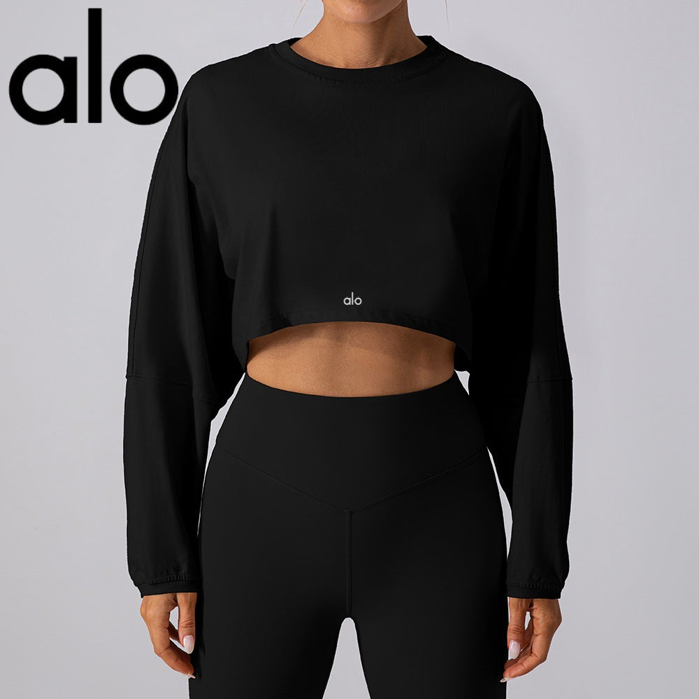 PALC25 Women’s sports sweatshirt, drop‑shoulder sleeves, loose long‑sleeve top clother