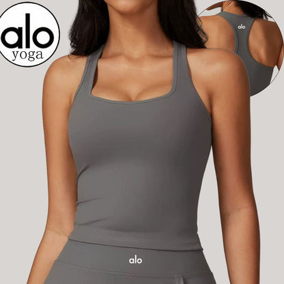 ALC14   Women's Sports Yoga 2-Piece Set: Tank Top + Tennis Skirt with Built-in Shorts, Anti-Exposure, Athletic Mini Skirt clother