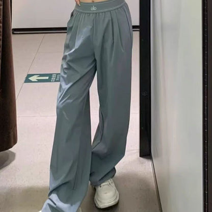 PALP11   Casual Sporty Sweet Style New Arrival Woven Belt Loose Slimming Wide-Leg Lightweight High-Waisted Magic Pants clothes