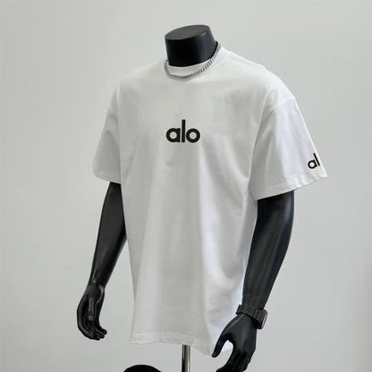 PALC22   Men's and women's casual versatile simple printed solid color breathable and comfortable short sleeved clothing