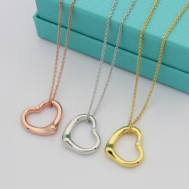 TN024  Women's heart-shaped stainless steel necklace jewelry