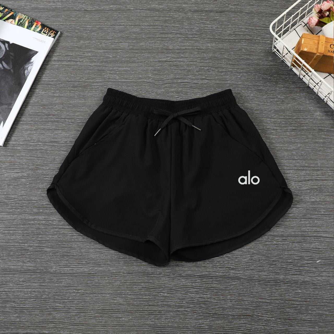 zalo019  Women's summer shorts season anti glare double-layer casual outerwear yoga fitness pants