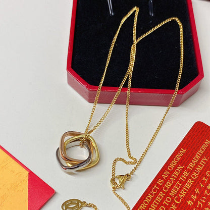 X666  Women's titanium steel three-ring three-color necklace jewelry