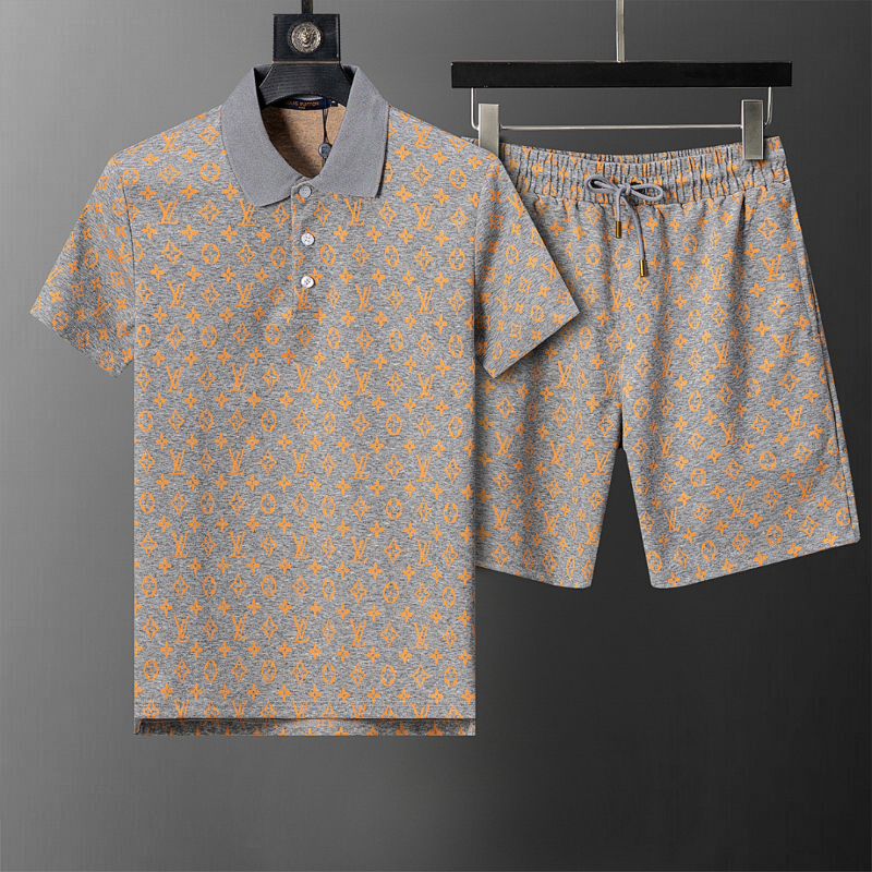 LVC037 New men's short sleeved polo top+shorts clothing