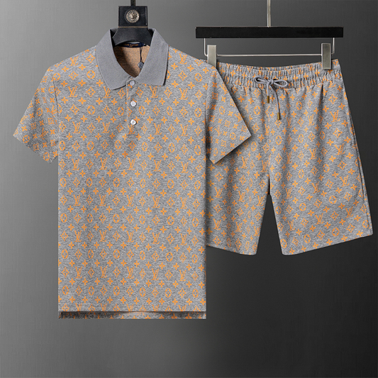 LVC037 New men's short sleeved polo top+shorts clothing