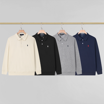 LFC22 New men's and women's spring and autumn pure cotton hoodie polo collar top clothing