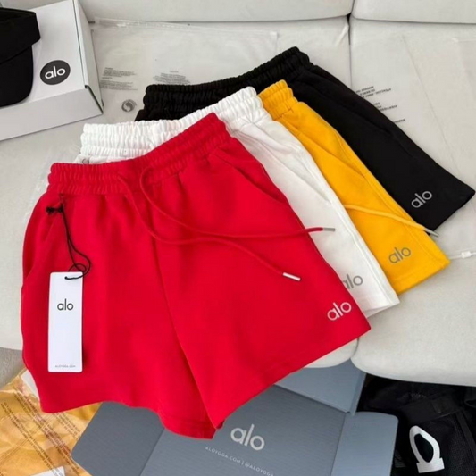 PALP5    Women's Summer Luxury Small Label Letter Elastic Waist Loose Wide Leg Sports Fitness Shorts