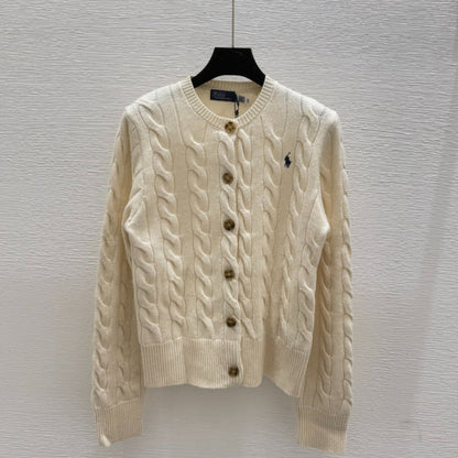 POC3   Women's collar pure cotton knitted cardigan long sleeved clothes