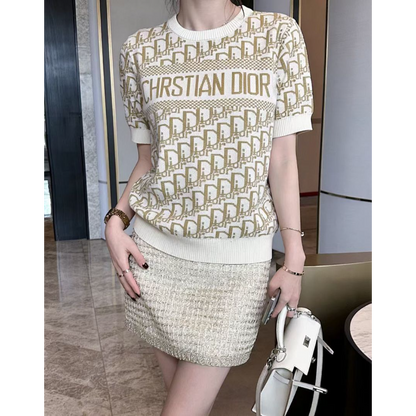 DIC30 New women's summer T-shirt knitted ice silk fabric clothes