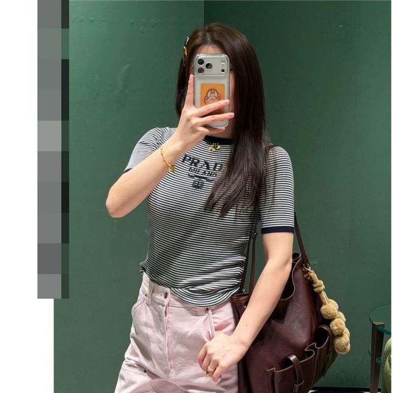 PRC80 New women's summer T-shirt knitted ice silk fabric clothes